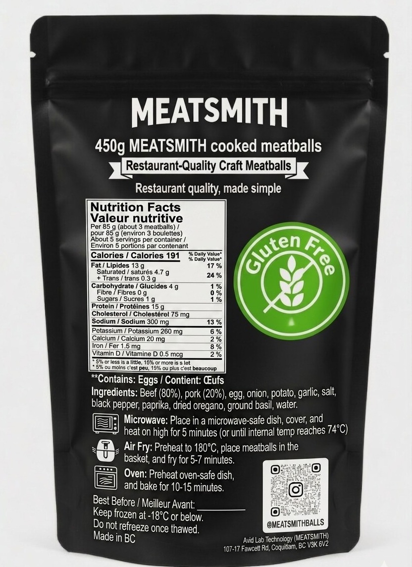 MEATSMITH Classic Meatballs bag, back view thumbnail